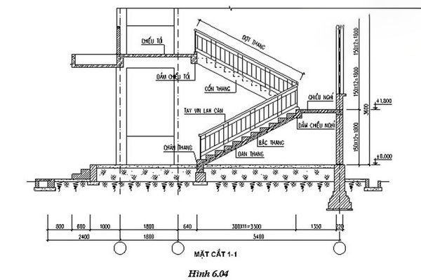 Học cách thiết kế mặt cắt cầu thang 2 vế phổ biến nhất hiện nay 