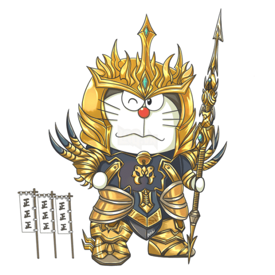 hình avatar Doremon mặc áo giáp vàng